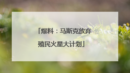 爆料：马斯克放弃殖民火星大计划
