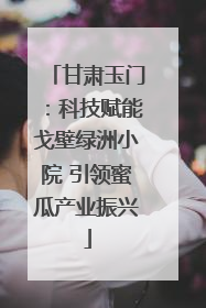 甘肃玉门：科技赋能戈壁绿洲小院 引领蜜瓜产业振兴