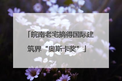 皖南老宅摘得国际建筑界“奥斯卡奖”
