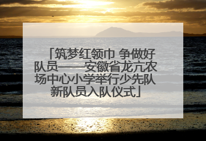 筑梦红领巾 争做好队员——安徽省龙亢农场中心小学举行少先队新队员入队仪式