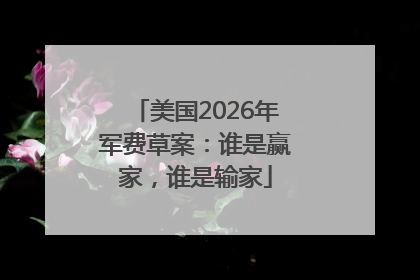 美国2026年军费草案：谁是赢家，谁是输家