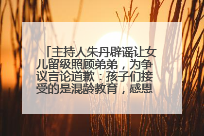 主持人朱丹辟谣让女儿留级照顾弟弟，为争议言论道歉：孩子们接受的是混龄教育，感恩每一条批评