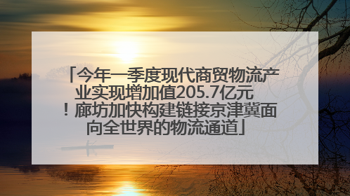 今年一季度现代商贸物流产业实现增加值205.7亿元！廊坊加快构建链接京津冀面向全世界的物流通道