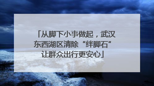 从脚下小事做起，武汉东西湖区清除“绊脚石”让群众出行更安心