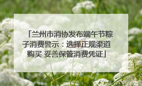 兰州市消协发布端午节粽子消费警示：选择正规渠道购买 妥善保管消费凭证