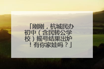 刚刚，杭城民办初中（含民转公学校）摇号结果出炉！有你家娃吗？