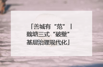 善城有“范”丨魏塘三式“破壁”基层治理现代化