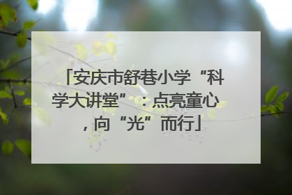 安庆市舒巷小学“科学大讲堂”：点亮童心，向“光”而行
