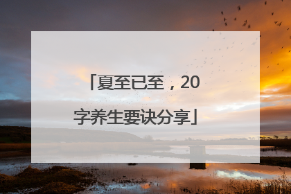 夏至已至，20字养生要诀分享