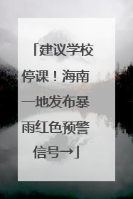 建议学校停课！海南一地发布暴雨红色预警信号→
