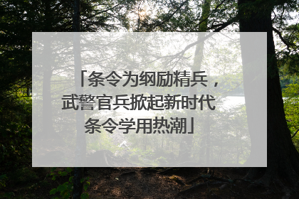 条令为纲励精兵，武警官兵掀起新时代条令学用热潮