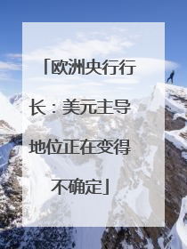欧洲央行行长：美元主导地位正在变得不确定