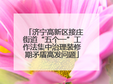 济宁高新区接庄街道“五个一”工作法集中治理装修期矛盾高发问题