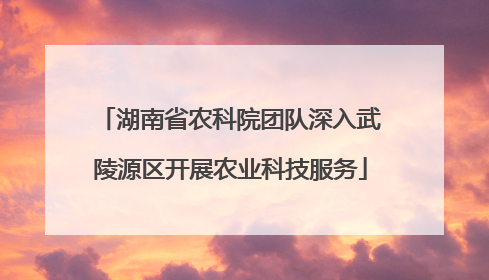 湖南省农科院团队深入武陵源区开展农业科技服务