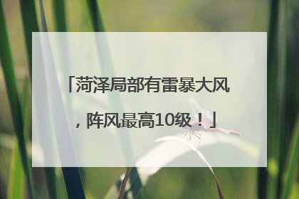 菏泽局部有雷暴大风，阵风最高10级！