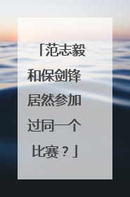 范志毅和保剑锋居然参加过同一个比赛？
