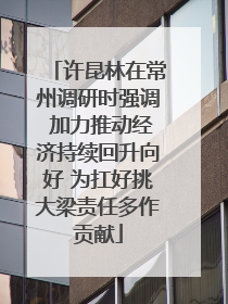 许昆林在常州调研时强调 加力推动经济持续回升向好 为扛好挑大梁责任多作贡献