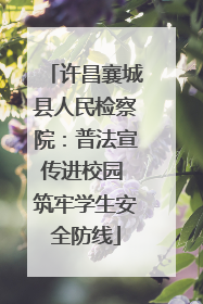 许昌襄城县人民检察院：普法宣传进校园 筑牢学生安全防线