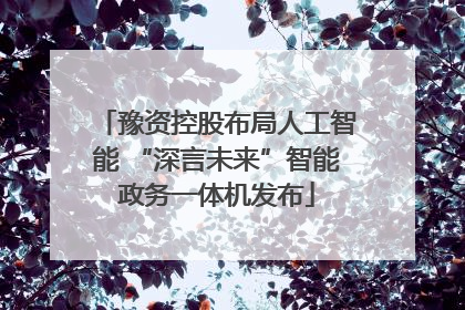 豫资控股布局人工智能 “深言未来”智能政务一体机发布