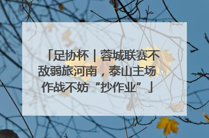 足协杯｜蓉城联赛不敌弱旅河南，泰山主场作战不妨“抄作业”
