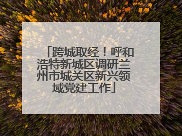 跨城取经！呼和浩特新城区调研兰州市城关区新兴领域党建工作