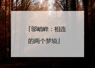 邬峭峰：相连的两个梦境