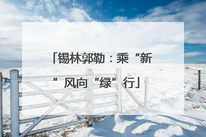 锡林郭勒：乘“新”风向“绿”行
