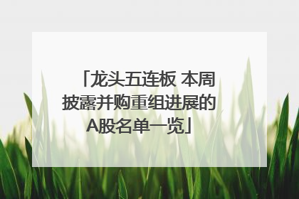 龙头五连板 本周披露并购重组进展的A股名单一览