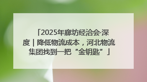 2025年廊坊经洽会·深度｜降低物流成本，河北物流集团找到一把“金钥匙”